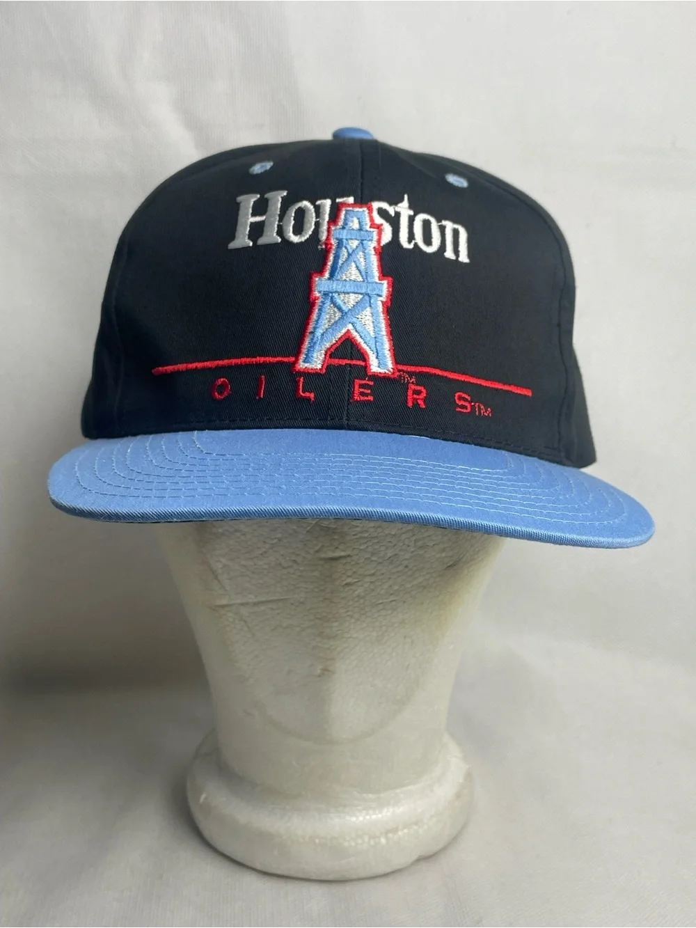 Vintage Eastport Team NFL Houston Oilers Football Snapback Cap Hat Trucker Black